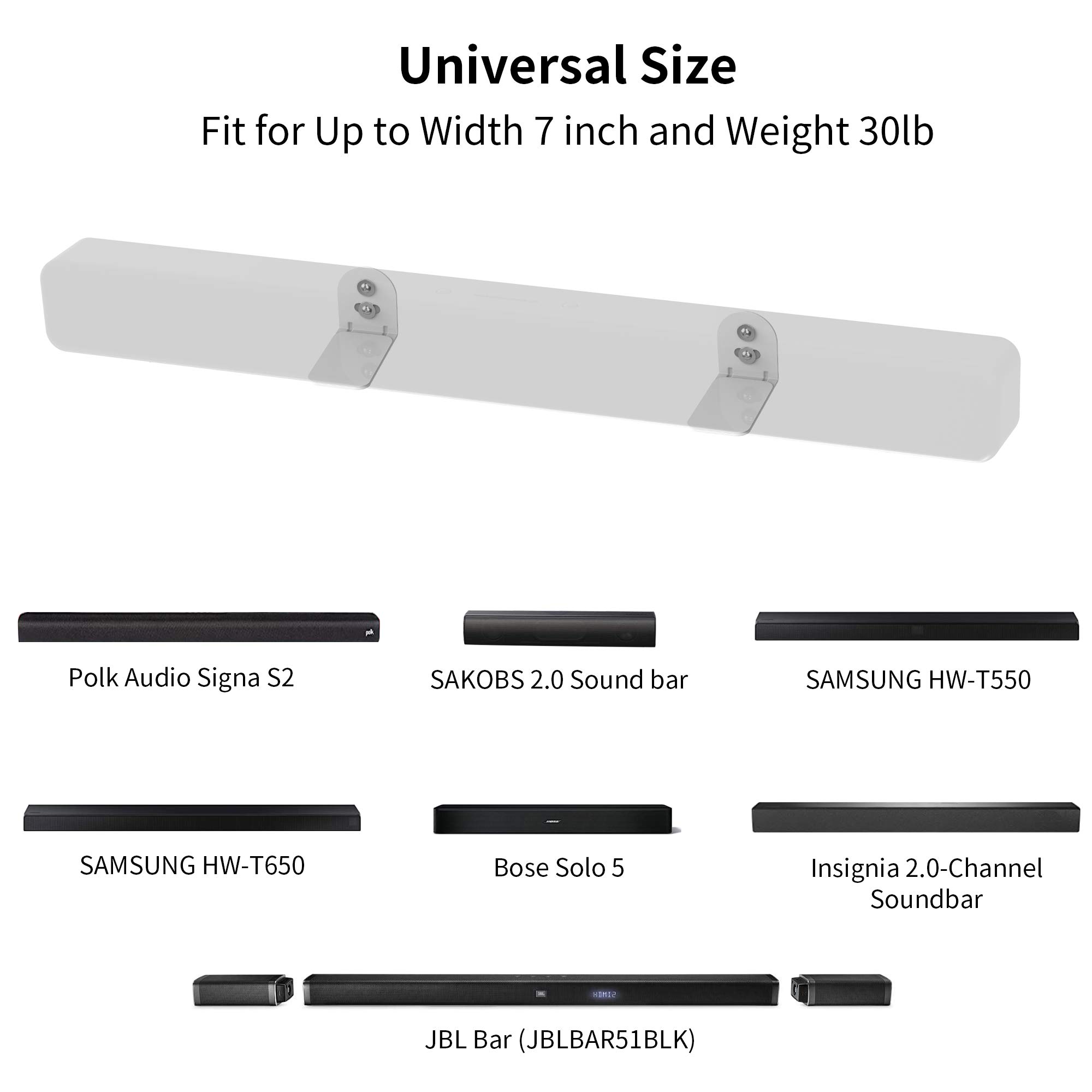 SOKUSIN Universal Soundbar Wall Mount Adjustable Sound bar Mounts