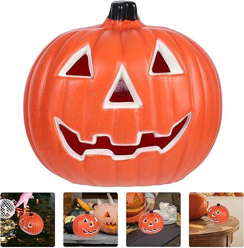 Miniatura 2 de Linterna de calabaza de Halloween, decoración de linterna Jack O para Halloween, calabaza redonda iluminada para Halloween, accesorio de casa