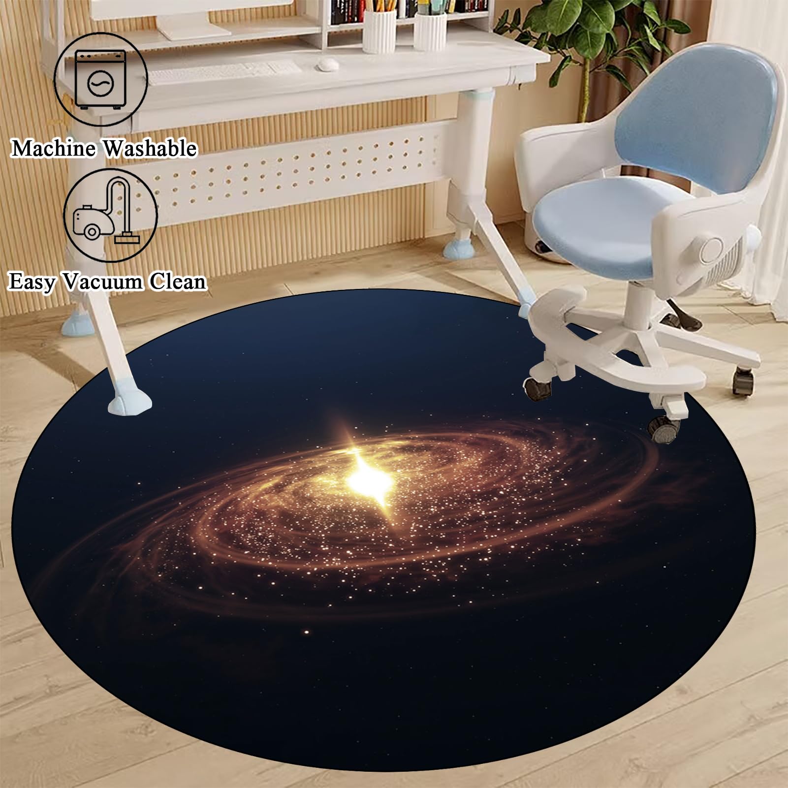 Bürostuhl Unterlage für Stühle, 120 cm Bodenschutzmatte, Stuhlmatten Bürostuhlunterlage, Runden Gaming Teppich, Bürostuhl Teppich Unterlage-Kratzfest für Parkett und Hartböden