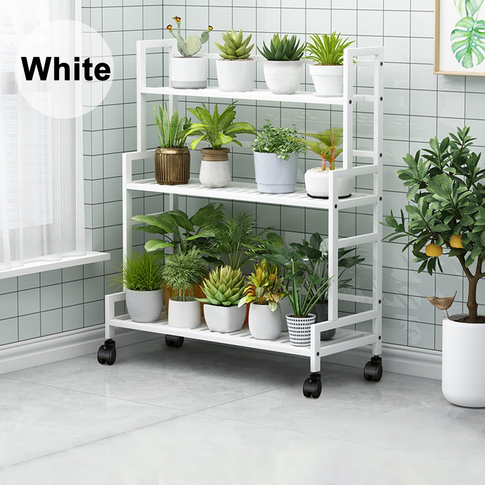 LIGUOYI Scaffale Porta Piante In Metallo 3 Ripiani Stand Di Piante Da Interno 80×40×100 Cm Espositore Per Piante Risparmio Di Spazio Scaffali Organizzatore Scarpiera Scaffale Scaffale A Scalas