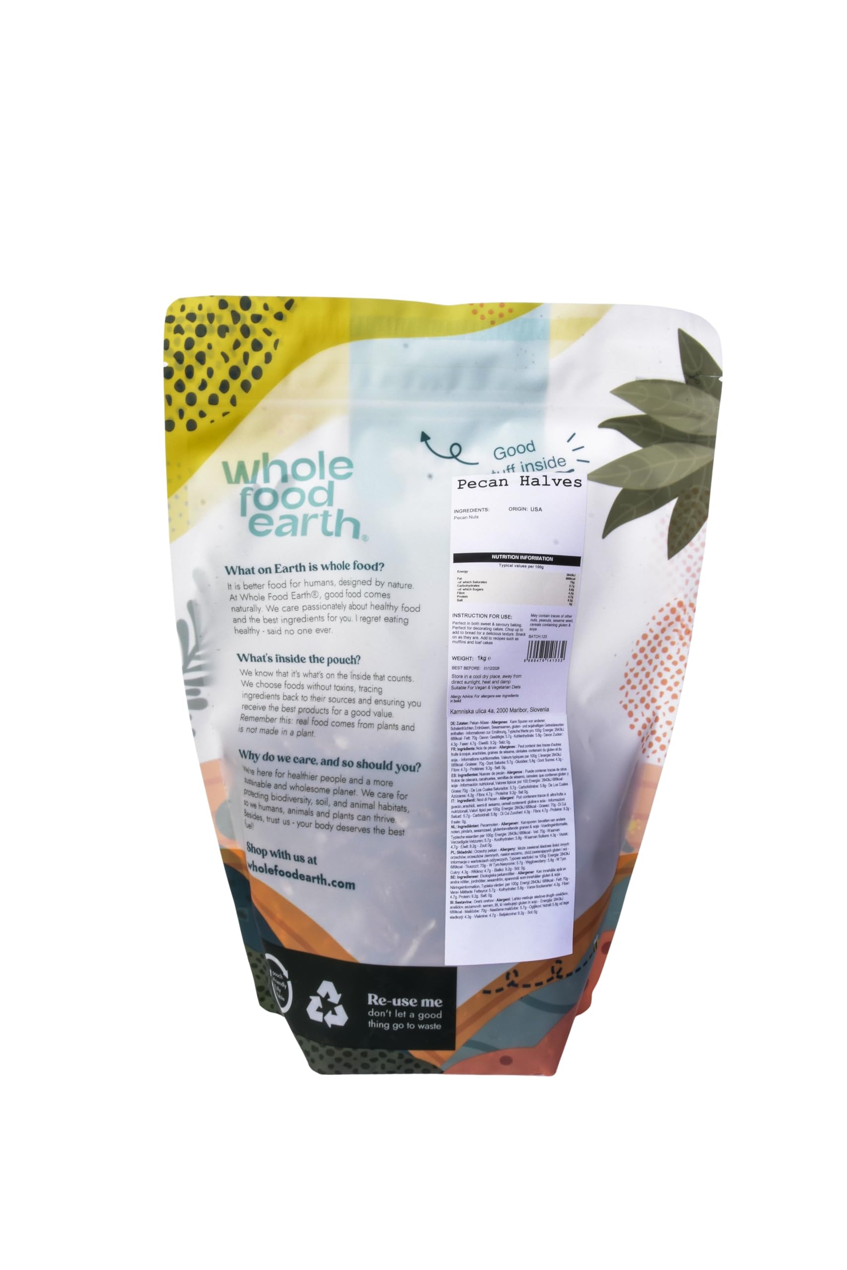 Wholefood Earth - Pecan Halves, 1 kg