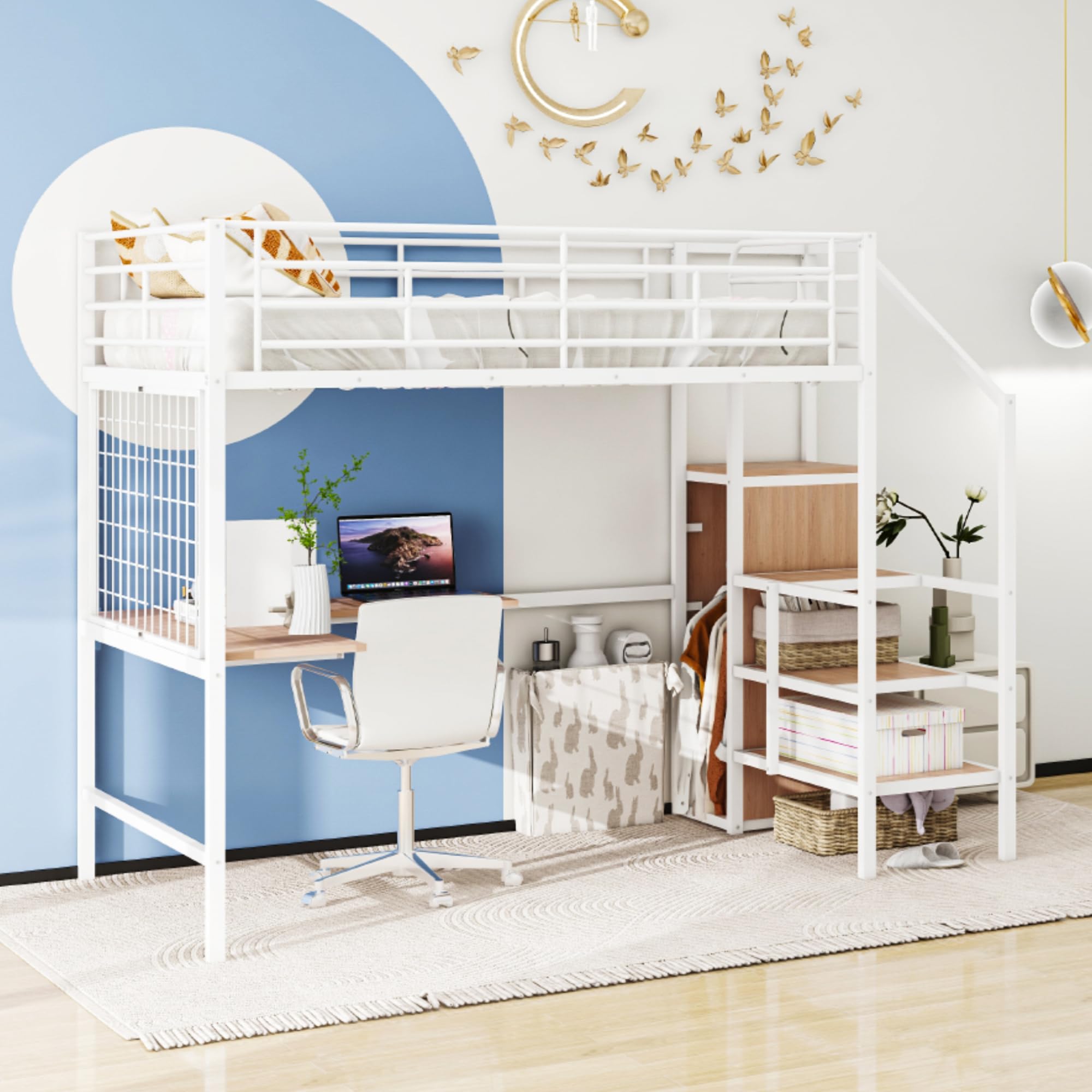 Loft Bed Ikea Bedrooms For Kids SMÅSTAD Loft Bed, White White/with Desk  With Drawers, Twin, image size:2000x2000