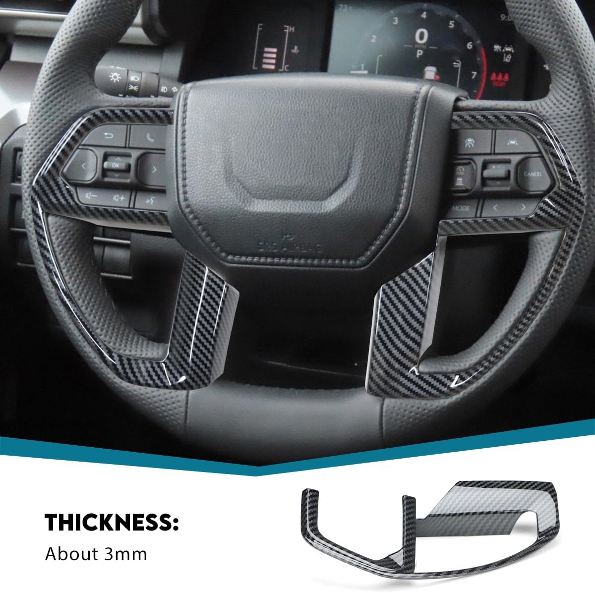 INTGET Steering Wheel Panel Cover for 2024 2025 2026 Toyota Tacoma Accessories/2025 2026 4Runner ABS Plastic Interior(Carbon Fiber, Steering Wheel Panel)