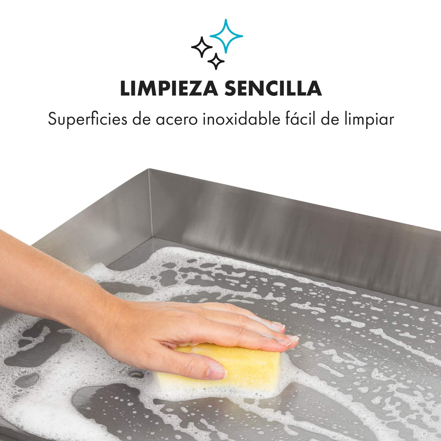 Klarstein Plancha Cocina Eléctrica Profesional l Barbacoa Acero Inoxidable 54,5 x 35 cm, Temperatura 50-300 °C, 3000W l con Bandeja Recoge Grasa, Antisalpicaduras
