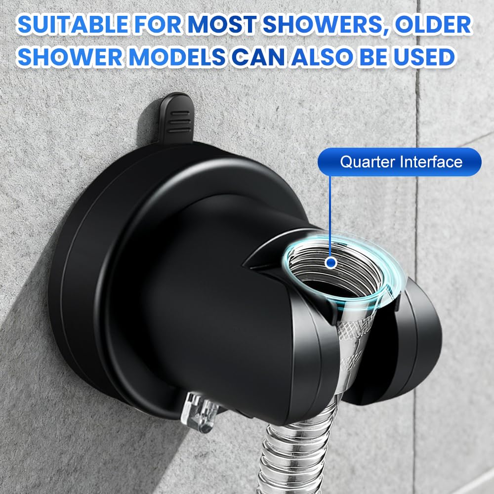 Soporte Alcachofa Ducha Ventosa,Sujeta Alcachofa Ducha Pared Sin Taladro,Soporte Cabezal Duchas de Baño Universal,Shower Head Holder para Fijar y Ajustar Los Cabezales de Duchas - Negro — view 6