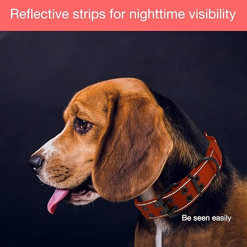 Miniatura 10 de Collar reflectante para perro, collar táctico para perro, resistente con asa de control y hebilla de metal para entrenamiento de perros (M, azul)