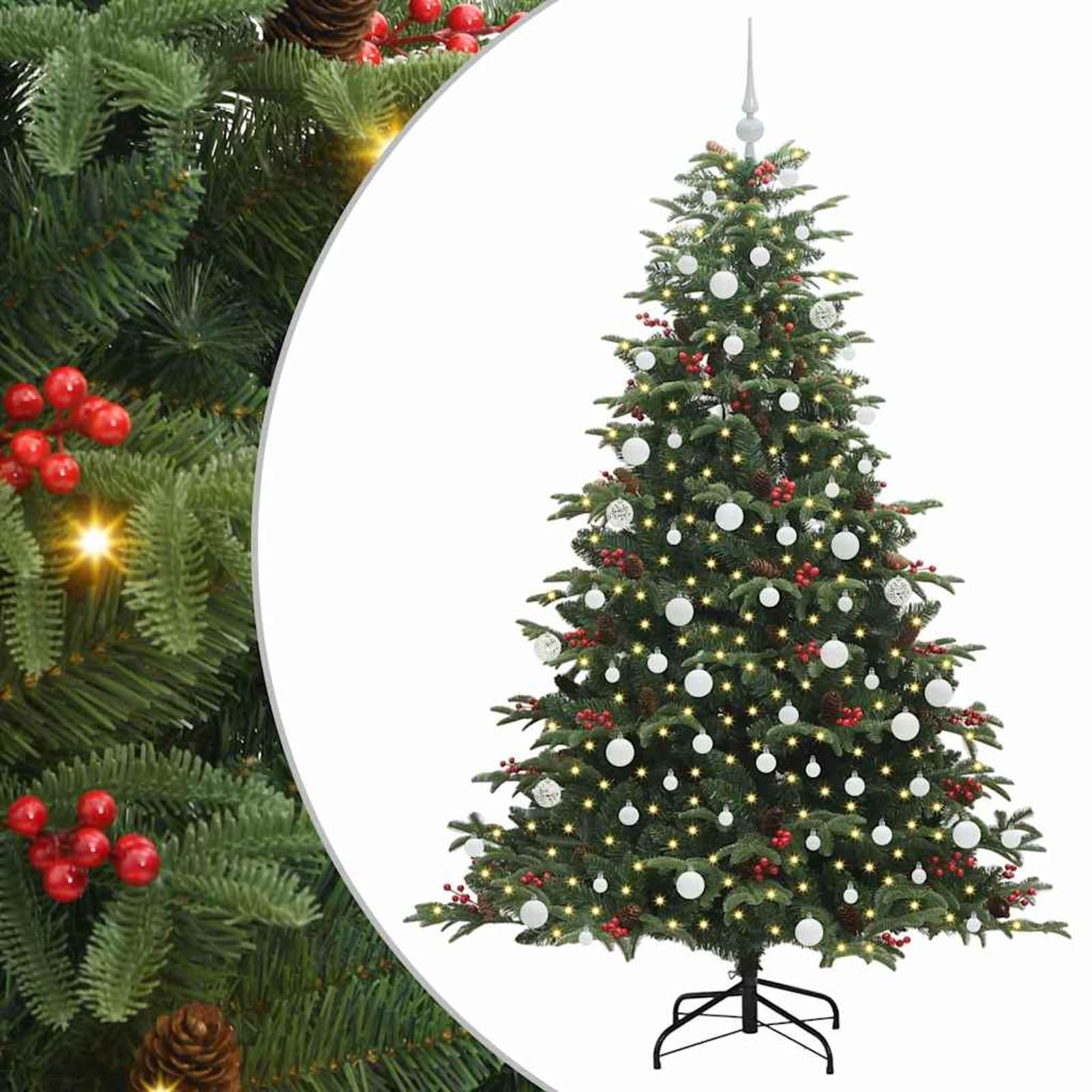 Gecheer Künstlicher Weihnachtsbaum mit 300 LEDs mit Ständer Grün 180 cm, Weihnachtsdekoration für Zuhause Geschäfte Hotels und Festliche Events3395553