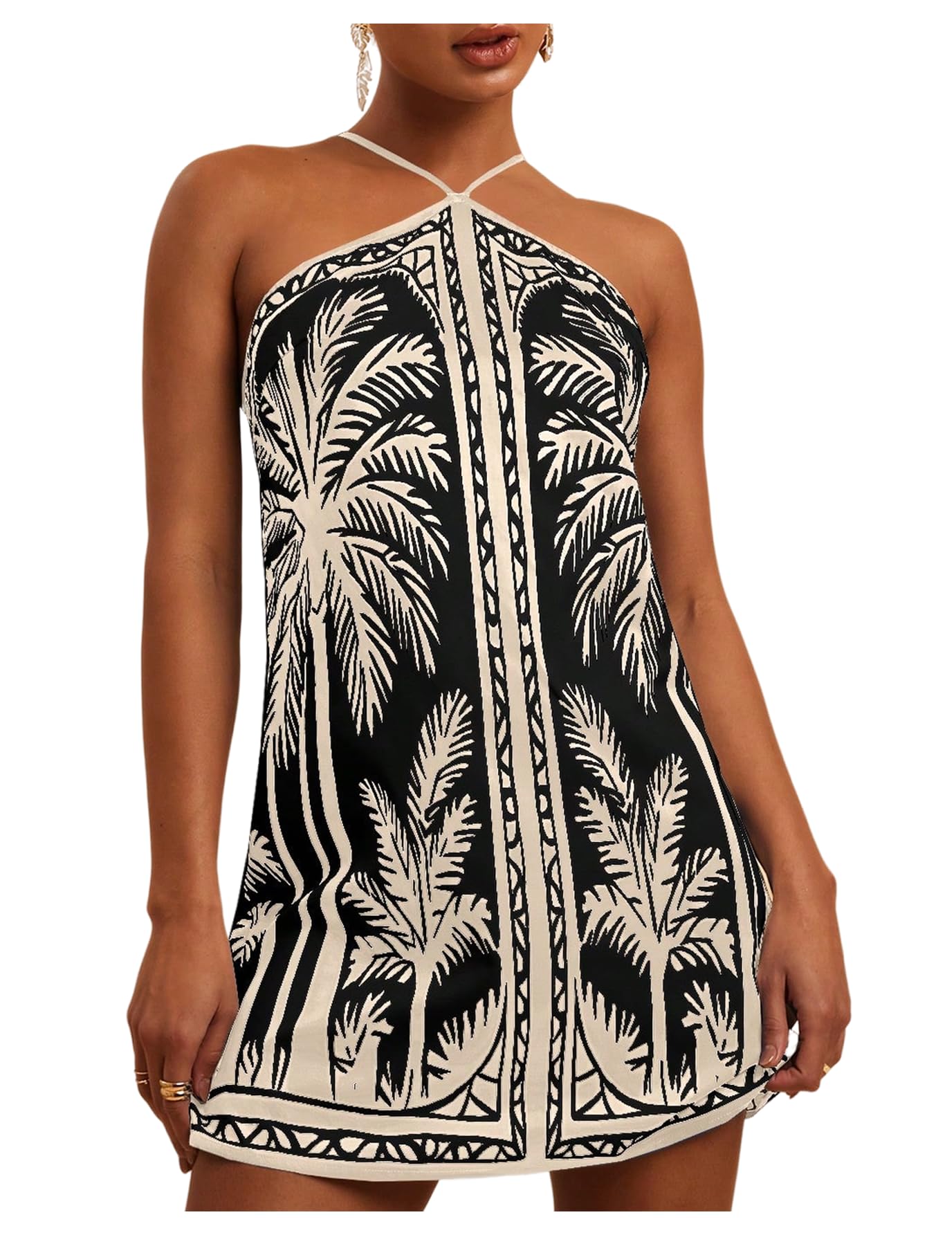 Women's Hawaiian Dresses Halter Tropical Beach Luau Outfits