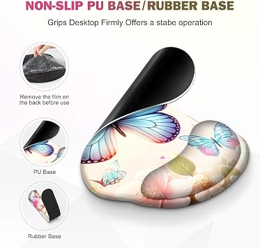Gaming Mouse Pad, Large Desk Mat, 4in1 XXL Mousepad Cute Desk Pad Protector | Keyboard Wrist Rest+Mouse Wrist Rest+Coaster Set with Ergonomic Desk Pad for Home Office PC Computer, Butterflies Flowers