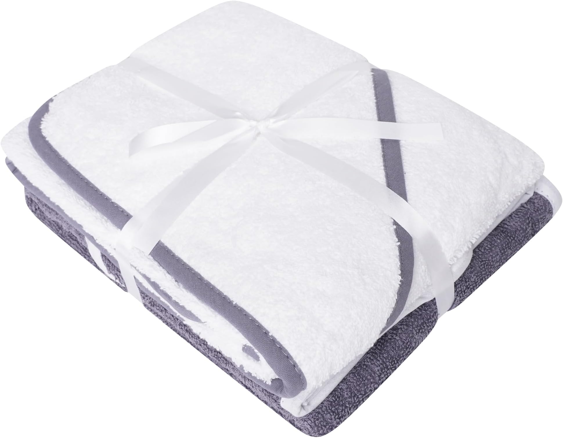 2 x Baby Hooded Towels, 100% Cotton Baby Bath Towels, Soft and absorbant Kids Towels (White)