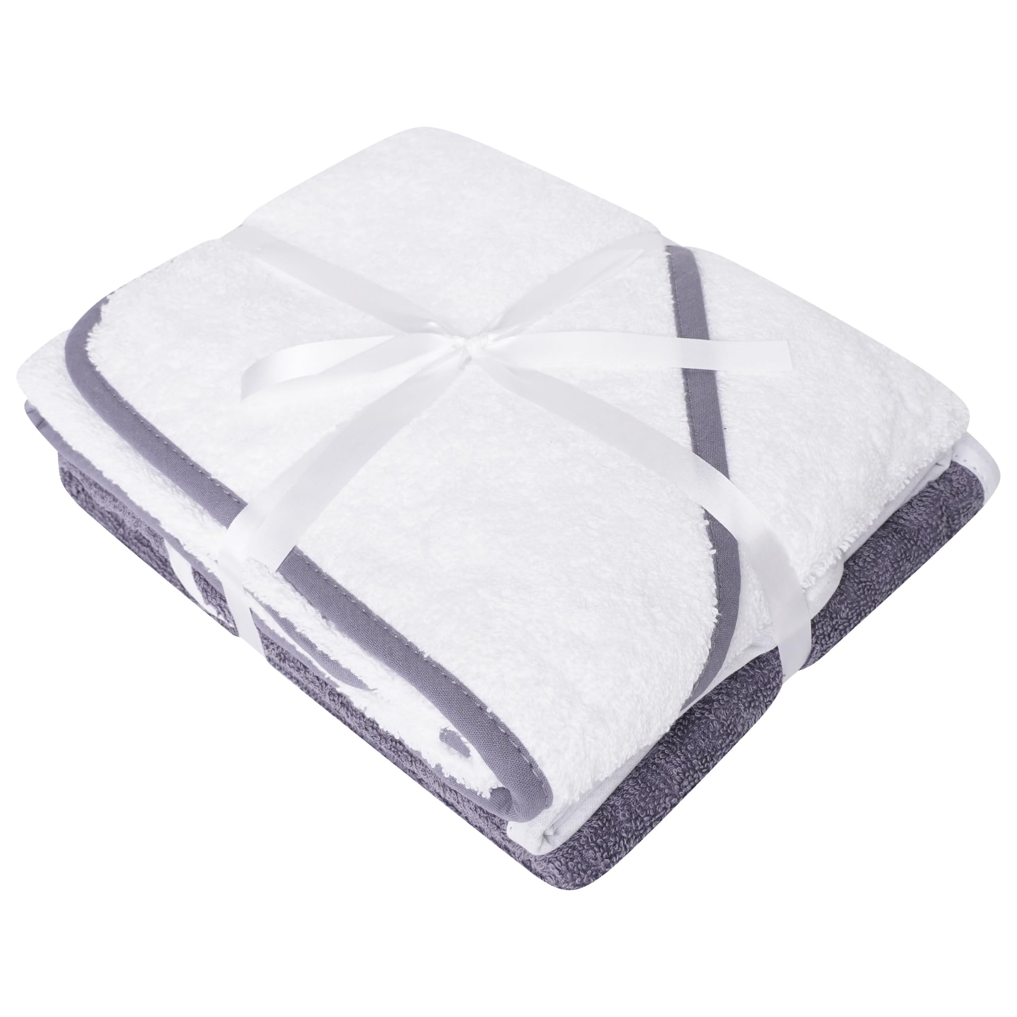 Sasma Home - 2 x Baby Hooded Towels, 100% Cotton Baby Bath Towels, Soft and absorbant Kids Towels (White)