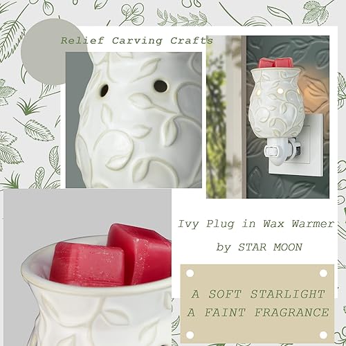 Miniatura 5 de STAR MOON Calentador de velas de cera derretida, calentador de cera para cera perfumada, luz nocturna, enchufe con una bombilla más, fragancia para