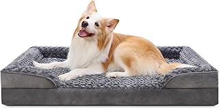 KSIIA Hundebett Mittelgroße Hunde Orthopädisches, Bezug der Basis und Armlehnen abnehmbar waschbar, Wasserdicht Innenfutter, Hundesofa Hundekorb erhöhte Ränder rutschfeste Unterseite, Hundecouch grau product image
