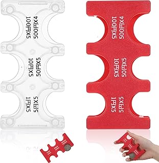2pcs Yen Coin Organizer, Japan Coin Organizer, Japanese Yen Coin Holder, Rectangle Car Change Holder with 6 Slots for Storage 29 Coins Red & Clear