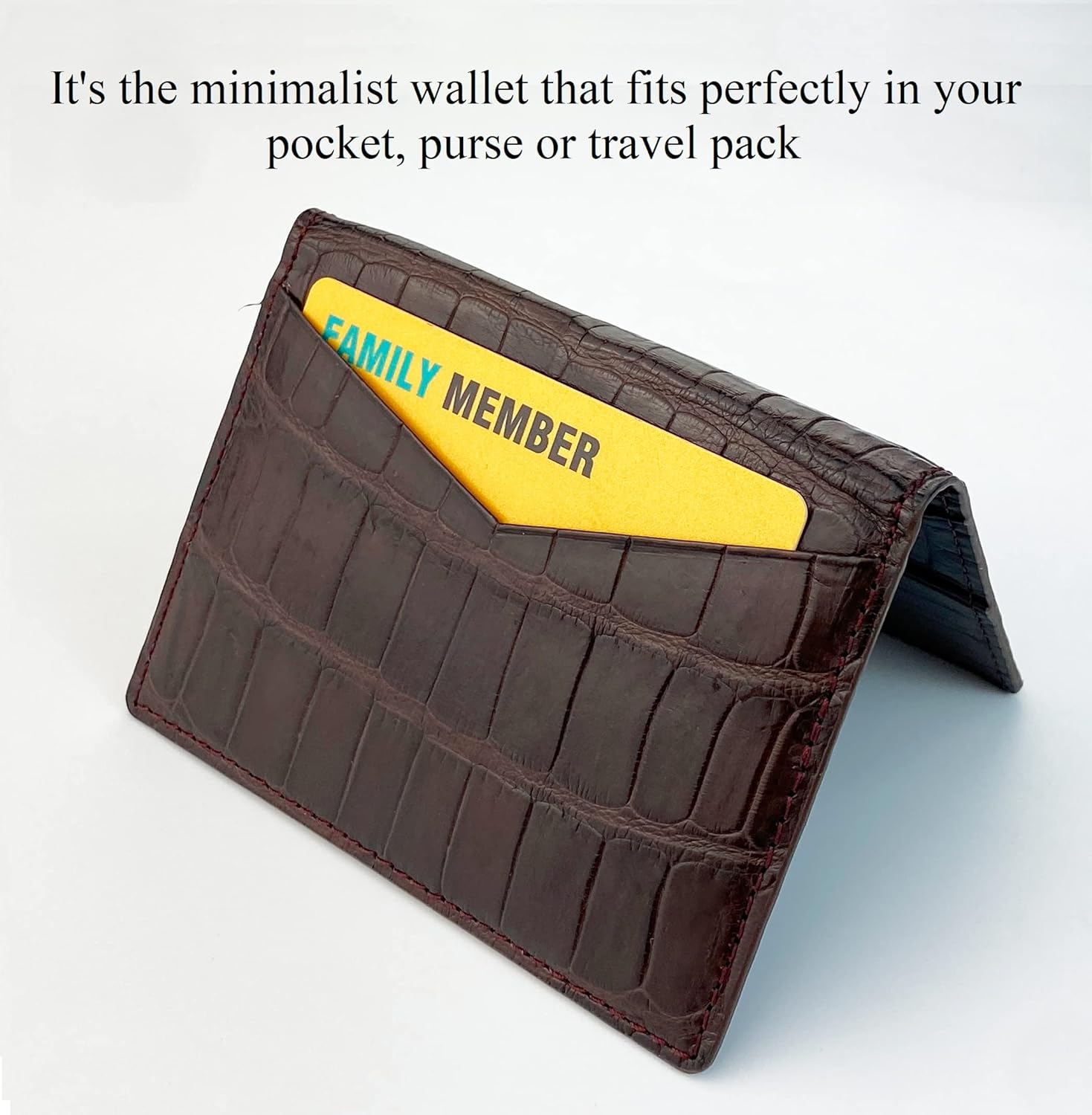 HATA Brown Slim Leather Credit Card Holder Business RFID Blocking Men Minimalist Bifold Front Pocket Wallet Double Side Travel ID Case Handmade Gift Men Father Boss Son VINAM-85