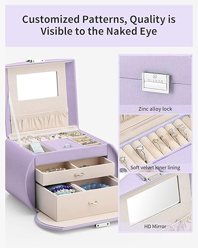 Miniatura 4 de Caja de joyería Vlando para niñas estilo princesa diseño en Países Bajos fabuloso regalo color lavanda