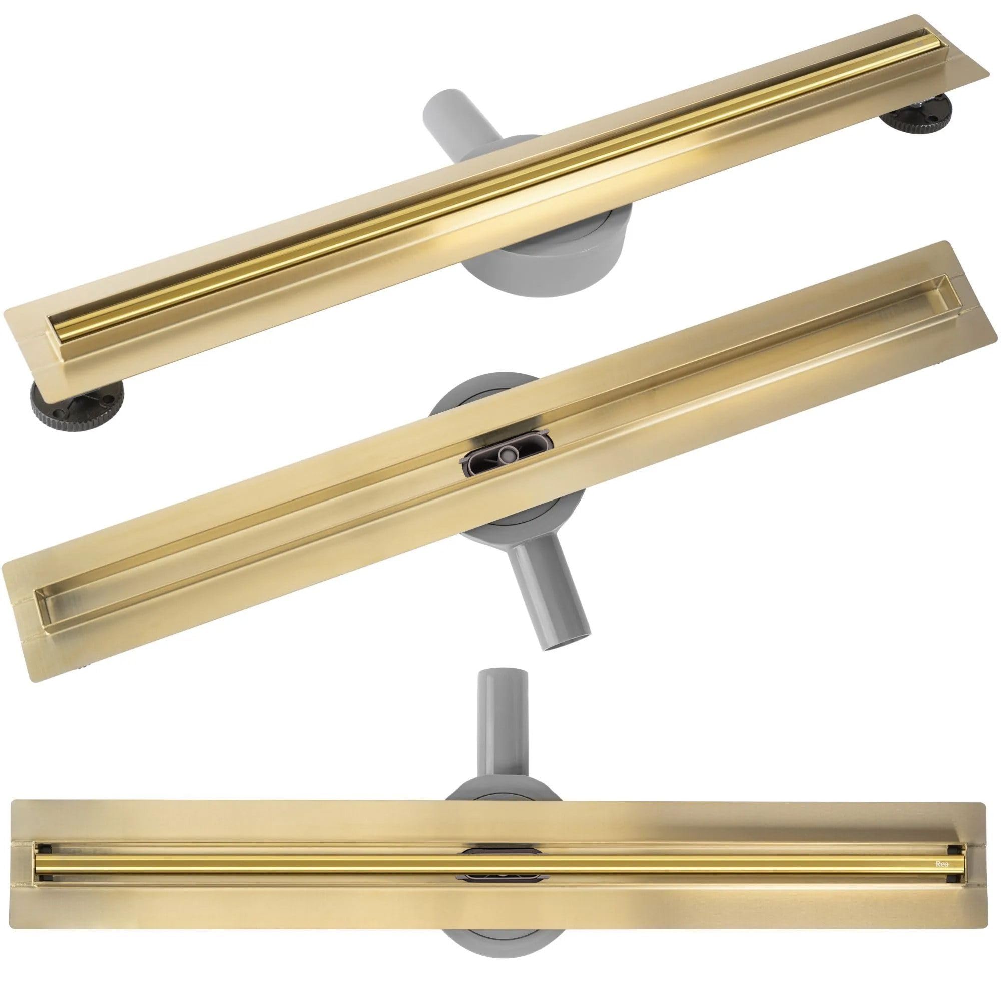 Rea Duschrinne Neox Slim pro Gold 80 Edelstahl Duschablauf Siphon Bodenablauf für Badezimmer Dusche Bodenablauf (Gold)