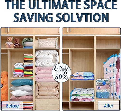 Miniatura 3 de Paquete de 12 bolsas de almacenamiento al vacío, bolsas ahorradoras de espacio (4 jumbo, 4 grandes, 4 medianas, 1 bomba automática), bolsas de