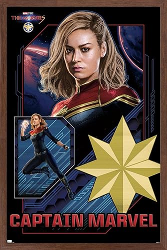 Miniatura 10 de Trends International Marvel The Marvels - Póster de pared de Capitán Marvel, 34 pulgadas de largo x 22.4 pulgadas, versión enmarcada en blanco