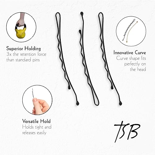 Miniatura 4 de TSB Maha No.4 - Juego de 50 alfileres curvados para un gran ajuste, retención 3X, agarre seguro para moños, cabello y más