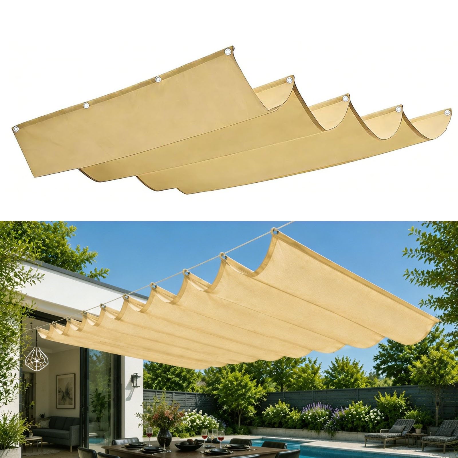 Voile d'ombrage anti-UV indéchirable rétractable 2.1 x 5.25 m contre le vent