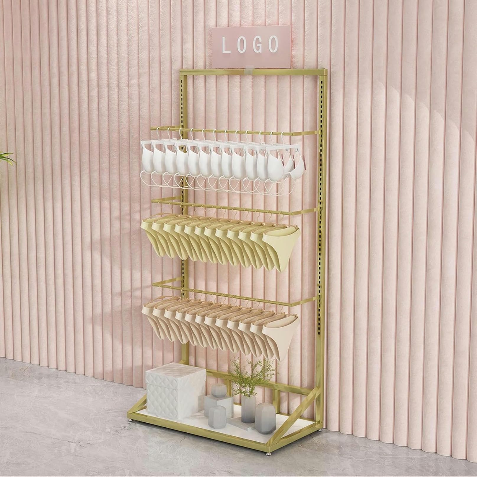 LRZPTDYU Floor-standing Underwear Rack, Clothing Store Scarf Storage Organizer Rack, Retail Store Panty Shorts Bra Hijab Silk Shawl Display Stand