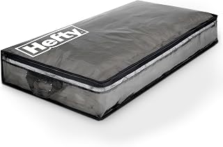 Hefty Underbed Flexible Tote with Breathable Mesh, Double Zipper, 2 Handles – Ideal for Moving or Clothes & Apparel Storage, Alternative to Plastic Bin, Organizer or Container