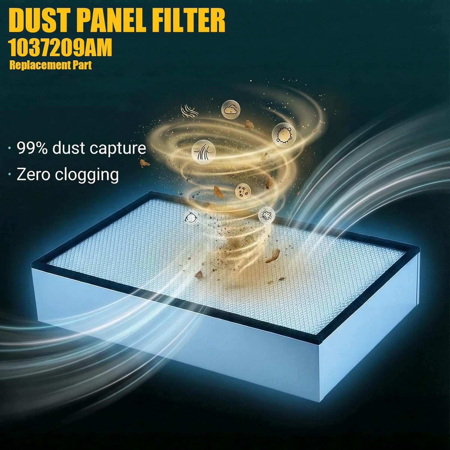 1037209AM Dust Panel Filter Compatible with Tennant 6100 Sub-Compact Ride-On Floor Sweeper (Replacement Part)