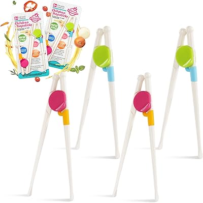 Kidsfantasy 4 Pairs Kid Chopsticks, Training Chopsticks Set Learning Chopstick Detachable for Beginners Children Dishwasher Safe