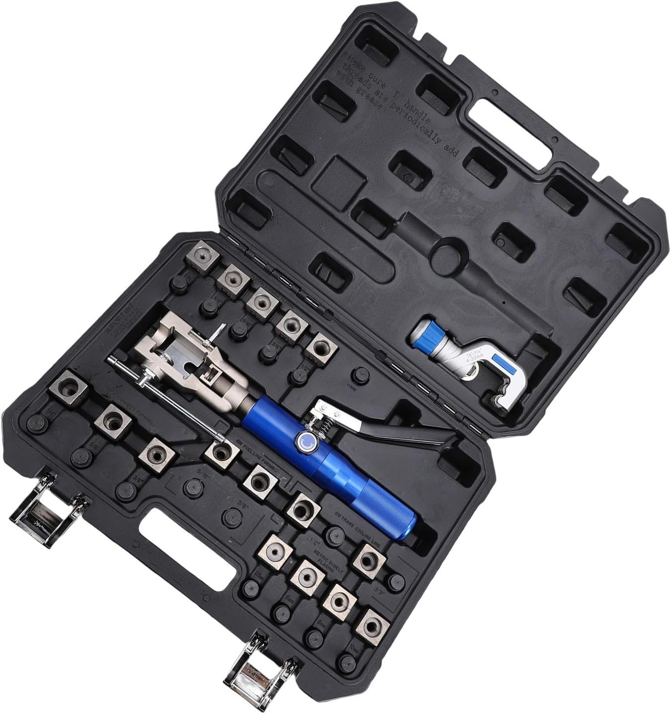 AMONIDA Hydraulic Flaring Tool Kit, 45 Degree Double Single Flares for Fuel Brake Transmission Cooling Lines with High Efficiency Hydraulic Cylinder & Tube Cutter