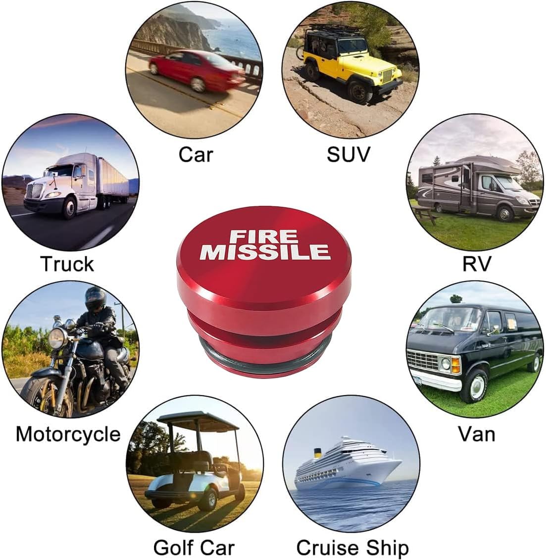 Car Cigarette Lighter Plug Novelty Lighter Button Red Eject Covers Standard 12-Volt Replacement Fun Accessories Fits Most Automotive, Pack of 2