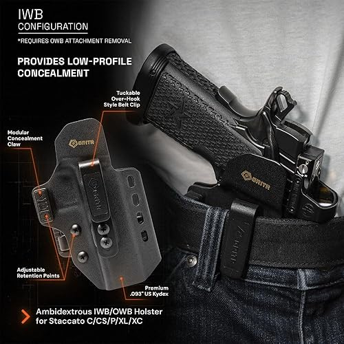 Miniatura 44 de GRITR Omni IWB/OWB Kydex - Funda modular para Sig, Glock, Springfield, Walther, S&W, Canik y más, accesorio ambidiestro para pistola EDC con corte