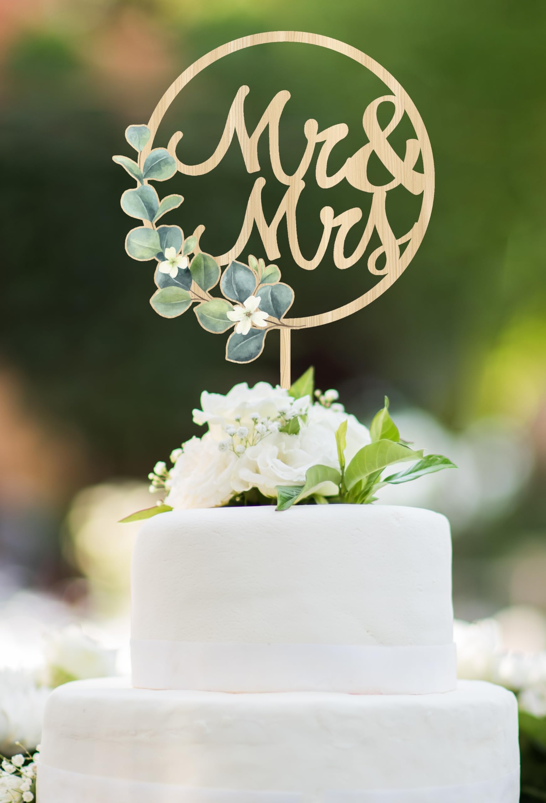 Mr & Mrs Cake Topper - Wedding Anniversary Cake Toppers in Wood Rustic Wedding Decorations,Bride and Groom Cake Toppers Greeny Engagement Sign