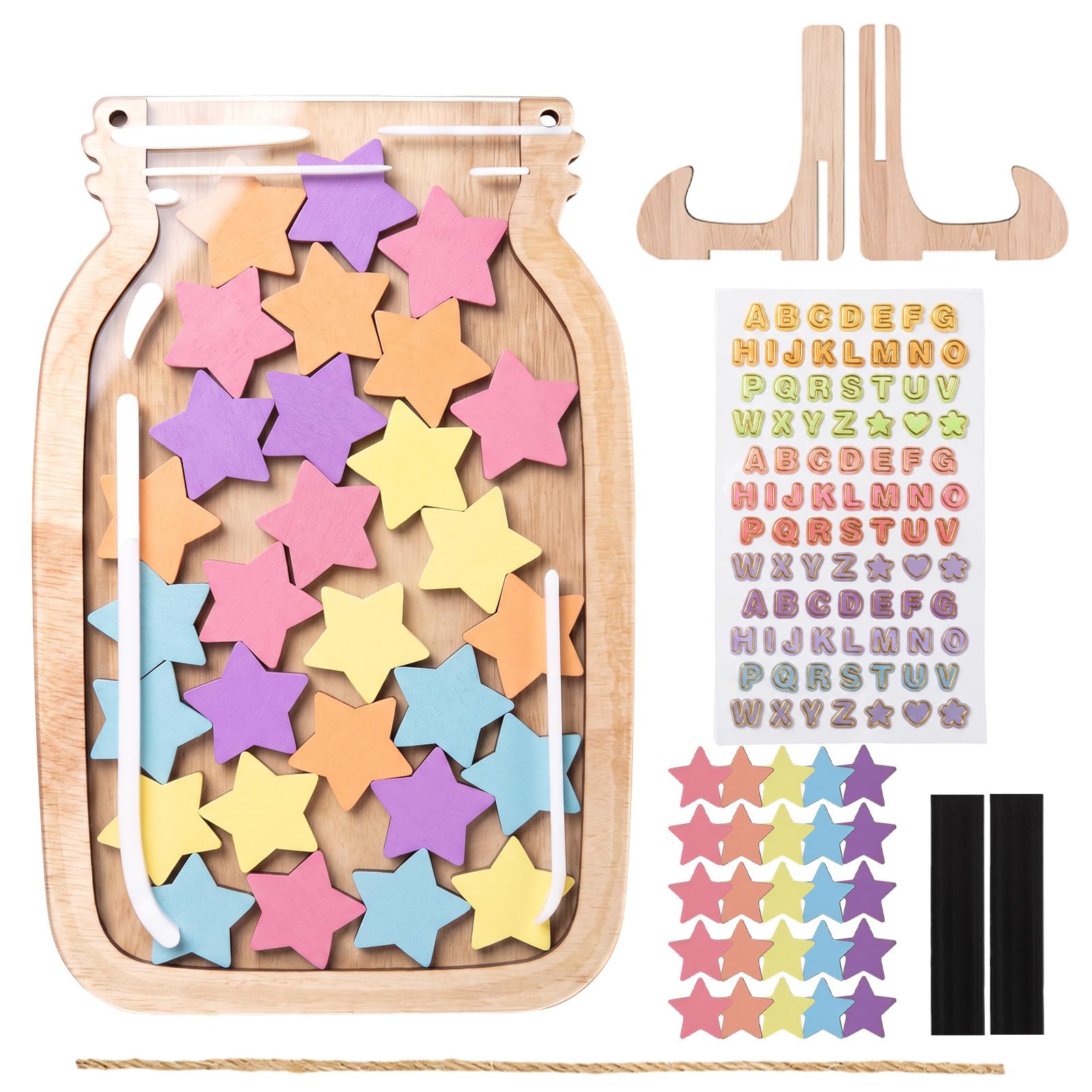 Star Reward Jar for Children, Magnetic Reward Incentive Jar with Stars