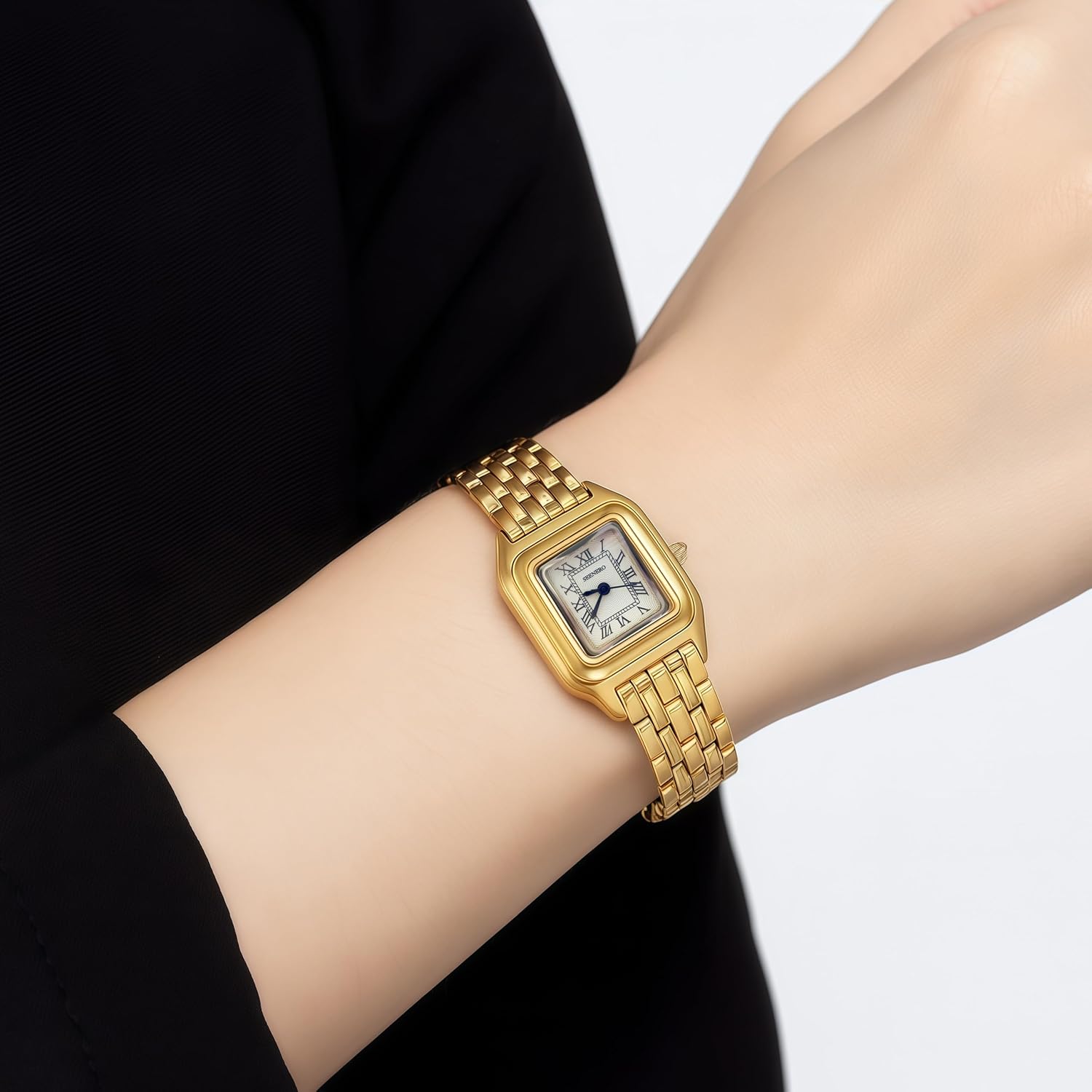 Gold Watches for Women with Rectangular Case Analog Roman Dial Minimalist Ladies Watch Water Resistant & Gifts for Women - Image 8