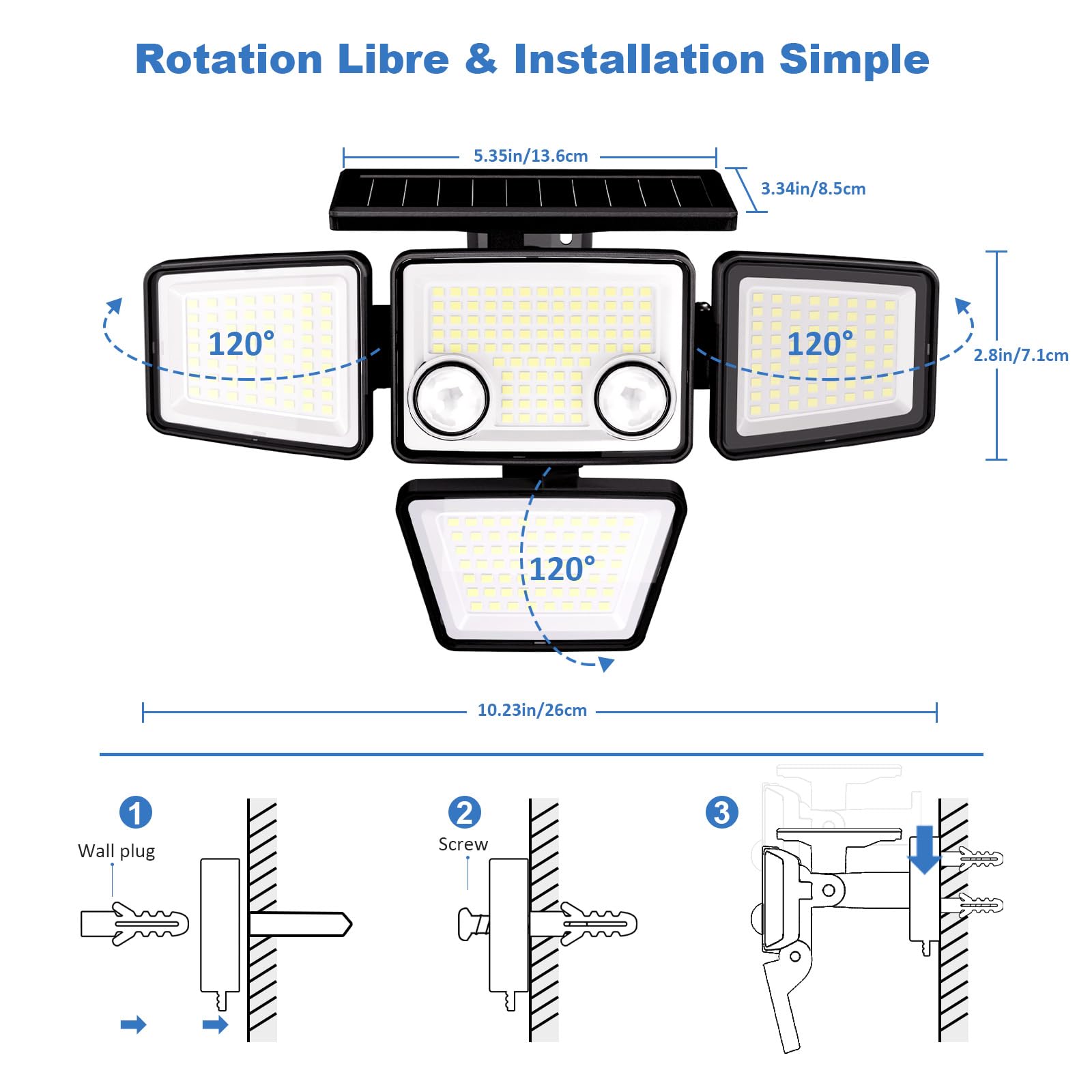 K KASONIC Lampes Extérieures Solaires à Double Capteur, 2500LM Projecteurs Extérieurs avec Télécommande, 6500K Lampes Solaires, Lot de 2 Solaires de Sécurité à Détecteur de Mouvement Imperméables