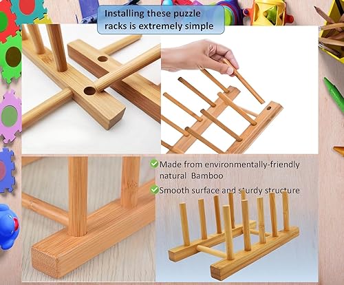 Miniatura 2 de Soporte de exhibición de madera para rompecabezas de 2 piezas, estante organizador de rompecabezas para adultos amantes de la colección de