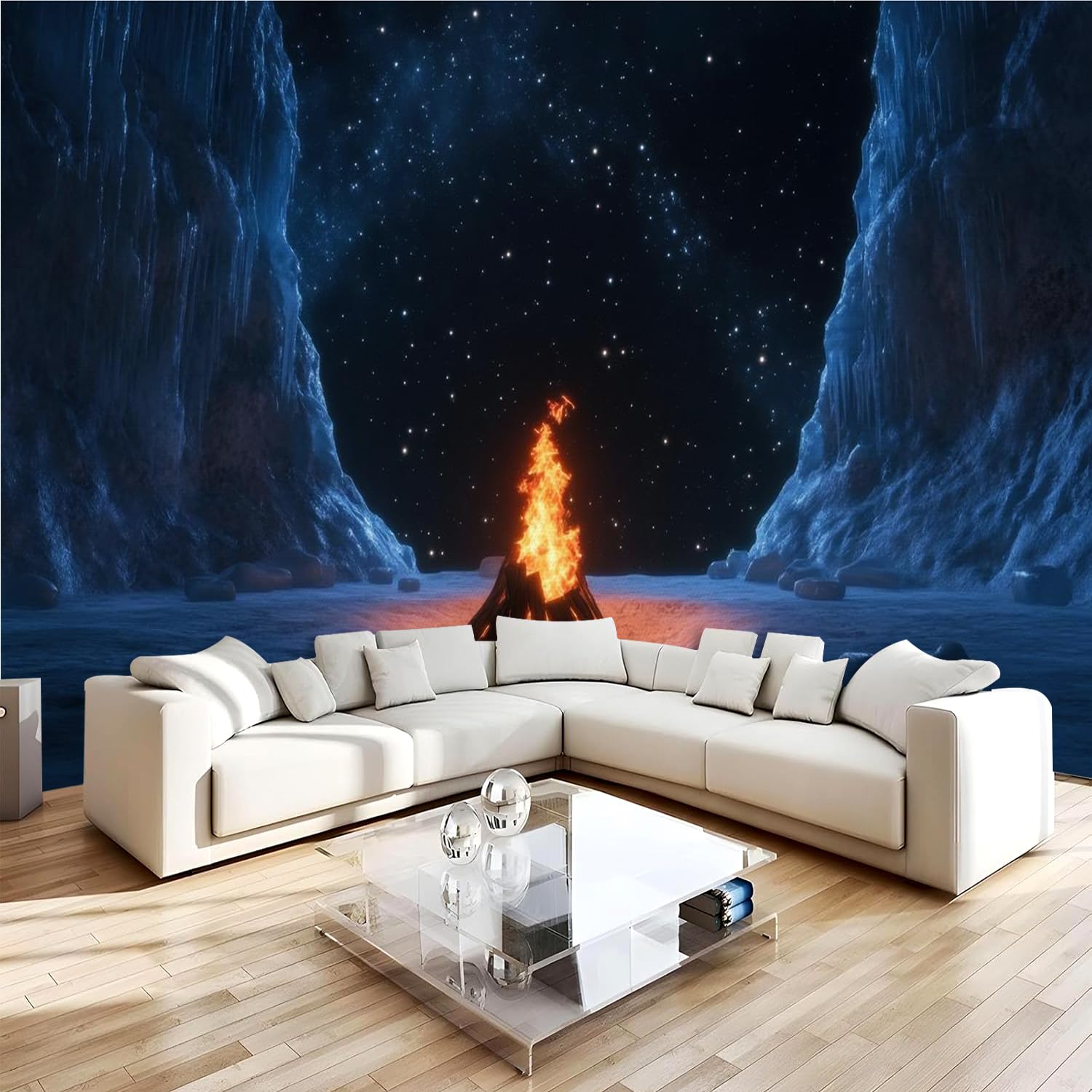 Papel Pintado 3D Montaña Nevada Papel Tapiz Fotomural 350x256cm Paisaje Natural Papel Pintado Panorámico no Tejido Moderna Formato Grande Decoración Mural para Salón Dormitorio Oficina 4V333