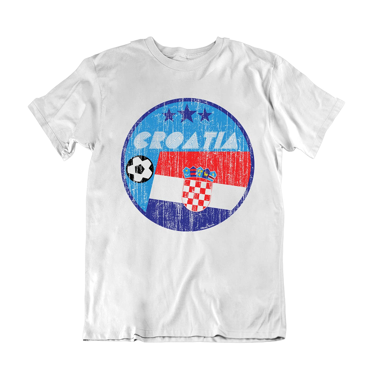 Boys or Girls Croatia 2021 Kids Football T-Shirt Country and Flag Retro Circle Croatian Euro Team White