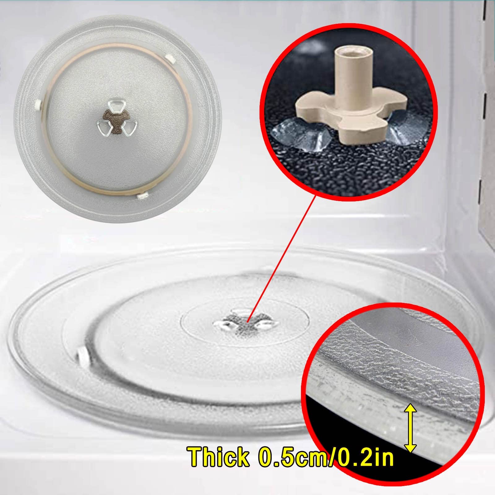 Mikrowellenteller, Rund Drehteller Für Mikrowelle, 24.5cm 25.5cm 27cm 31.5cm Durchmesser, Universall Ersatz Teller Glasplatte Für Diverse Mikrowellen, Thickened Glasplatte, Durable ( Color : Clear , S