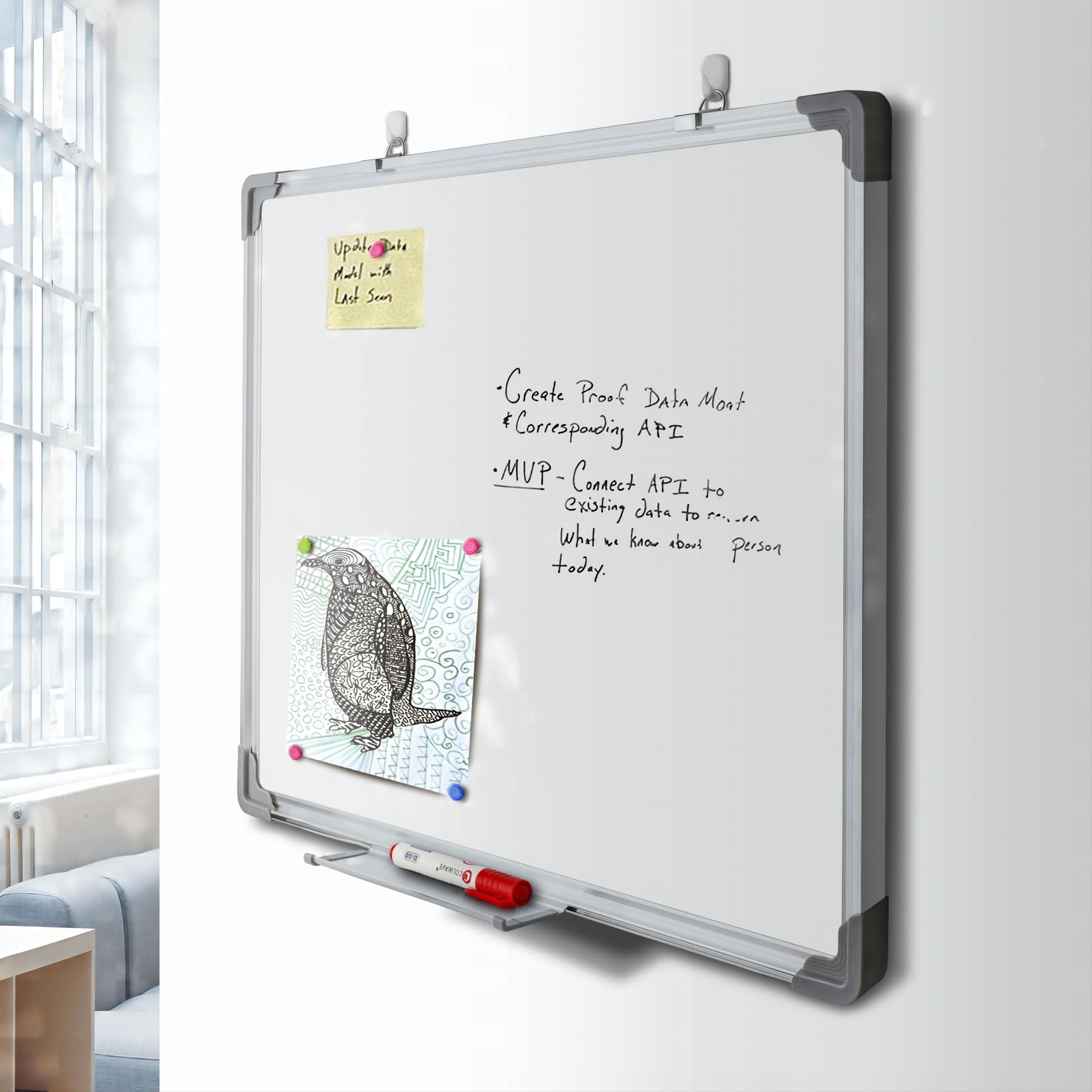 Dry Erase Board, White Board Dry Erase, White Boards for Walls, Aluminum Frame Hanging