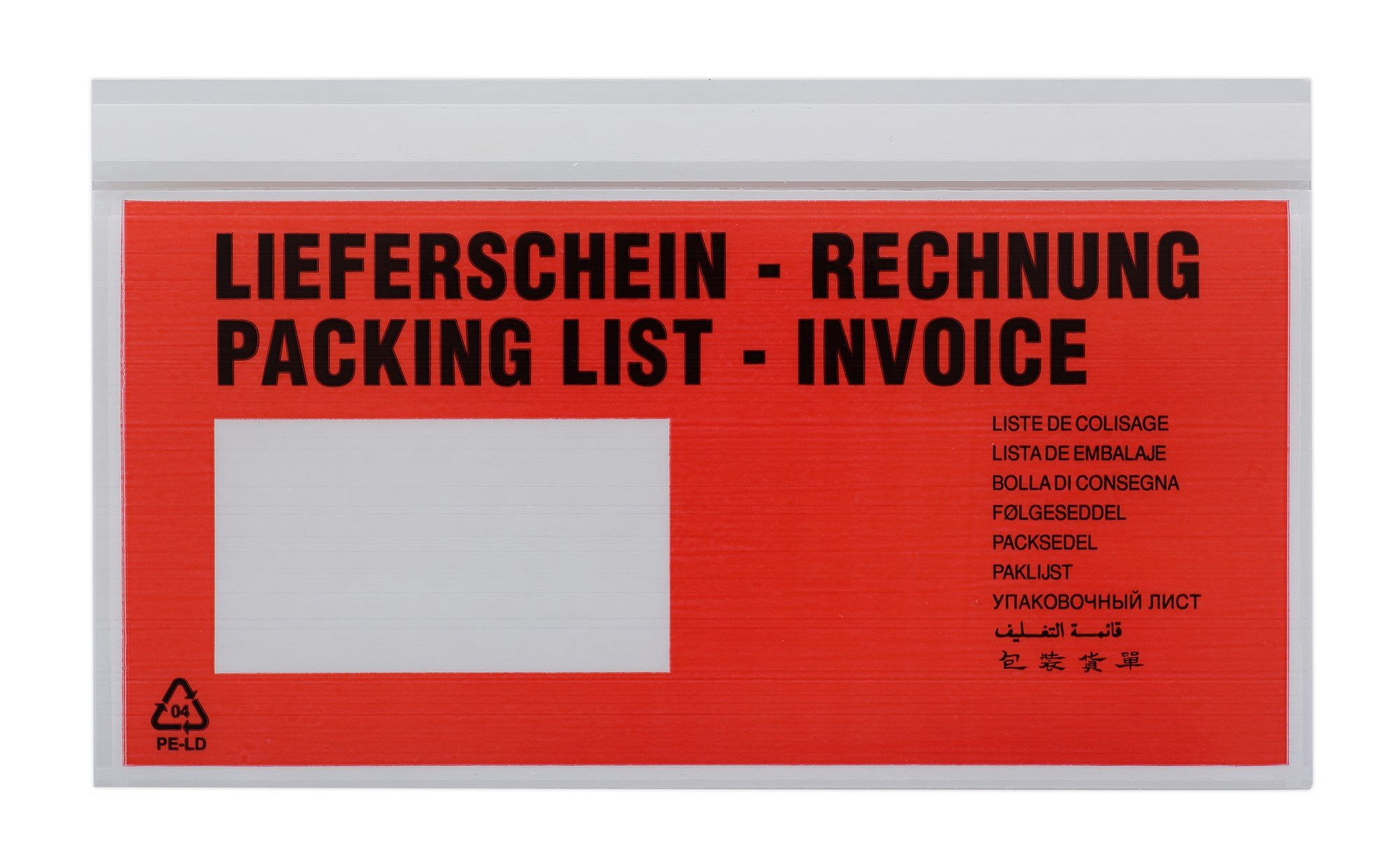 Debatin 522182 Begleitpapiertasche DIN-lang Lieferschein/Rechnung Mehrsprachig, 1000 Stück im Karton