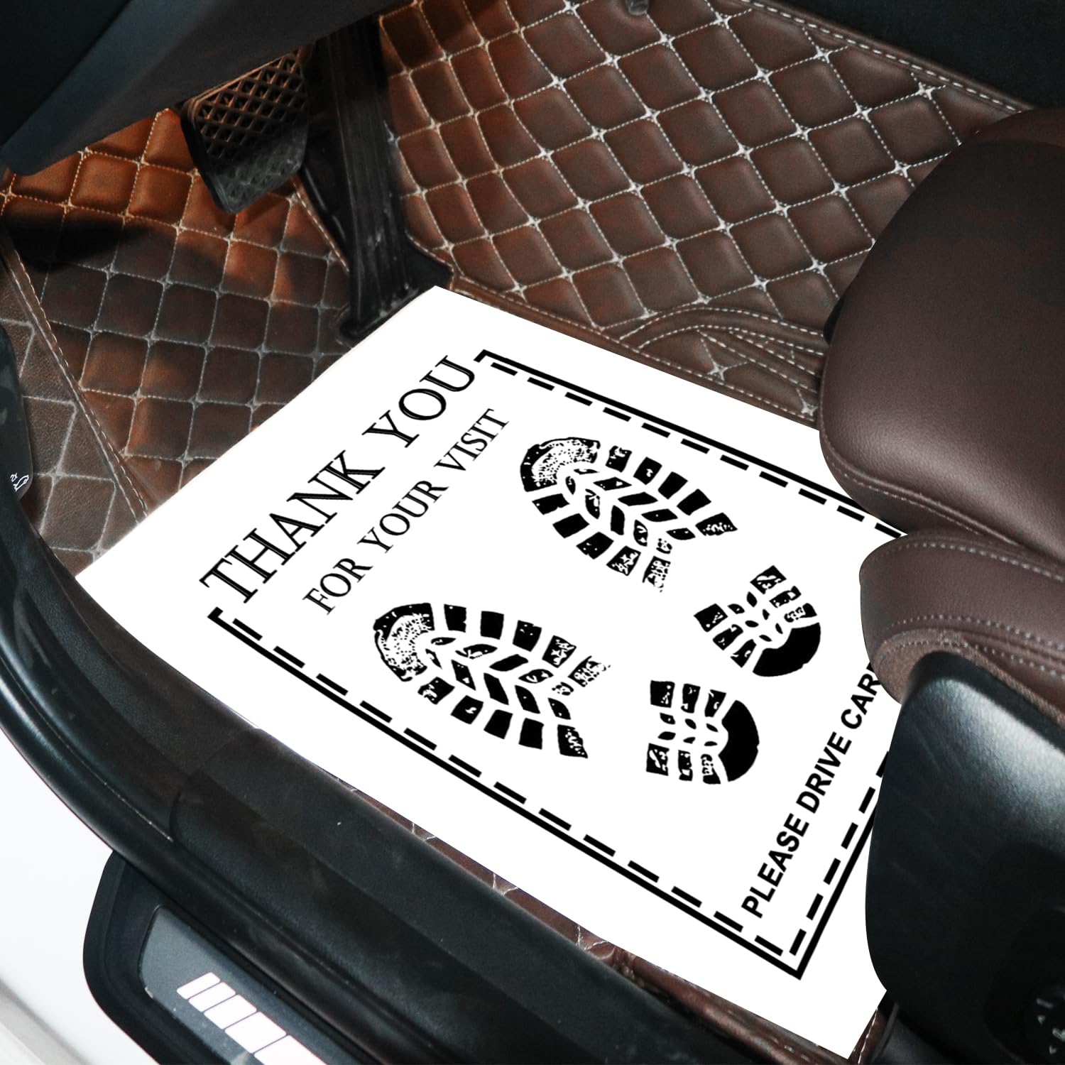 RUENXG White Car Paper Floor Mats 12Pcs Temporary Cars Floor Protector Vehicles Disposable Floor Pads Thank You Mats — view 4