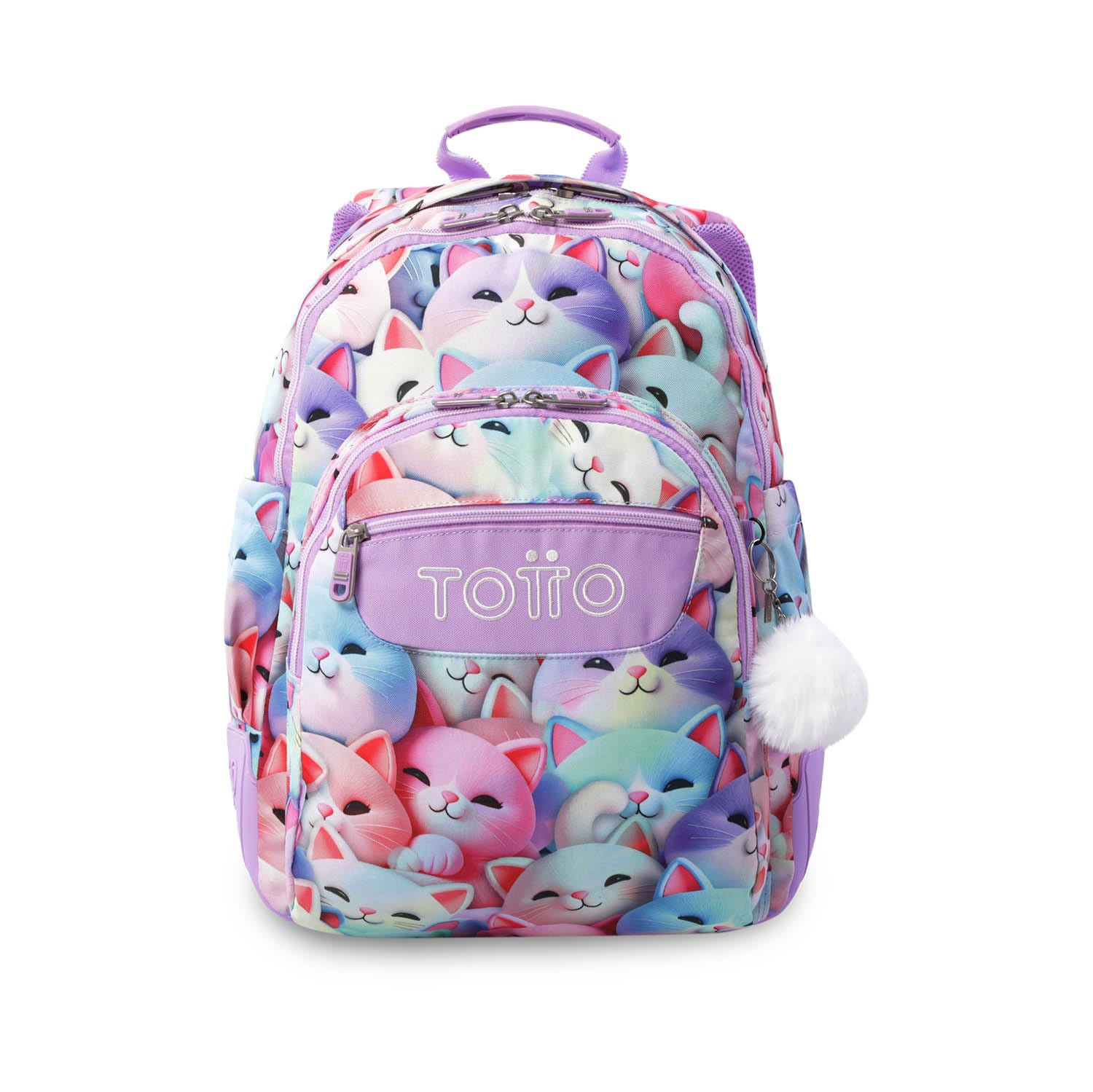 TOTTO - Mochila Escolar Grande, Modelo Rayol, Capacidad 19 L, 3 Compartimentos, 2 Bolsillos Botella, Bolsillo para PC 14", Espaldar Ergonómico con Flujo de Aire, Correas en S, Estampado Mewsy 3D
