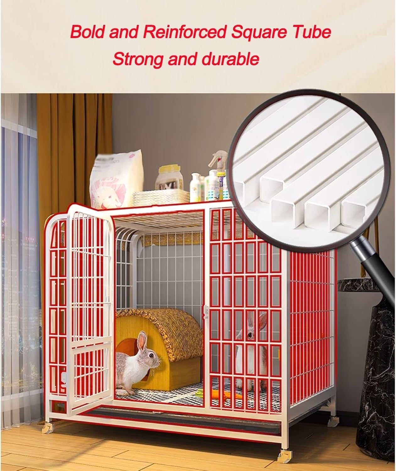 Conigliera Da Interno Per 2 Conigli Con Tetto | Recinzione Per Piccoli Animali Per Furetto/cincillà/gattini | Multiuso Spaziosa E Sicura Per Domestici(White)