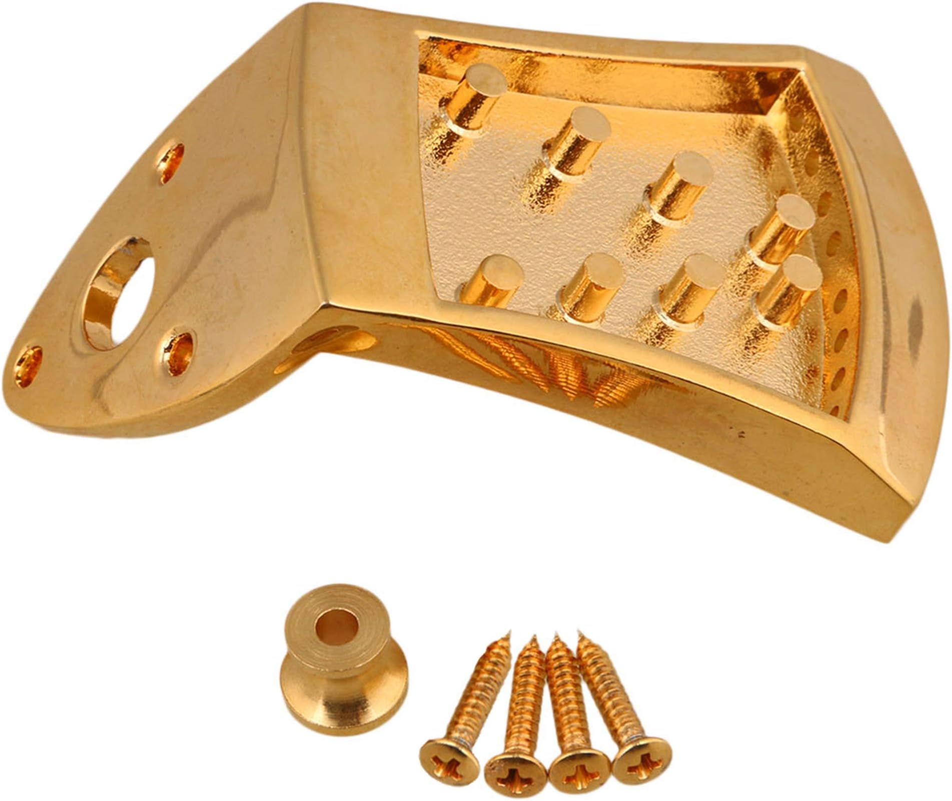Yibuy 75x45x9mm Golden Metal Triangle Mandolin Tailpiece Parts for 8 String Arched Top Mandolin with Screws