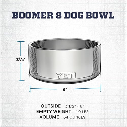 Miniatura 4 de YETI Boomer 8 - Tazón antideslizante y de acero inoxidable para perro, con capacidad de 64 onzas