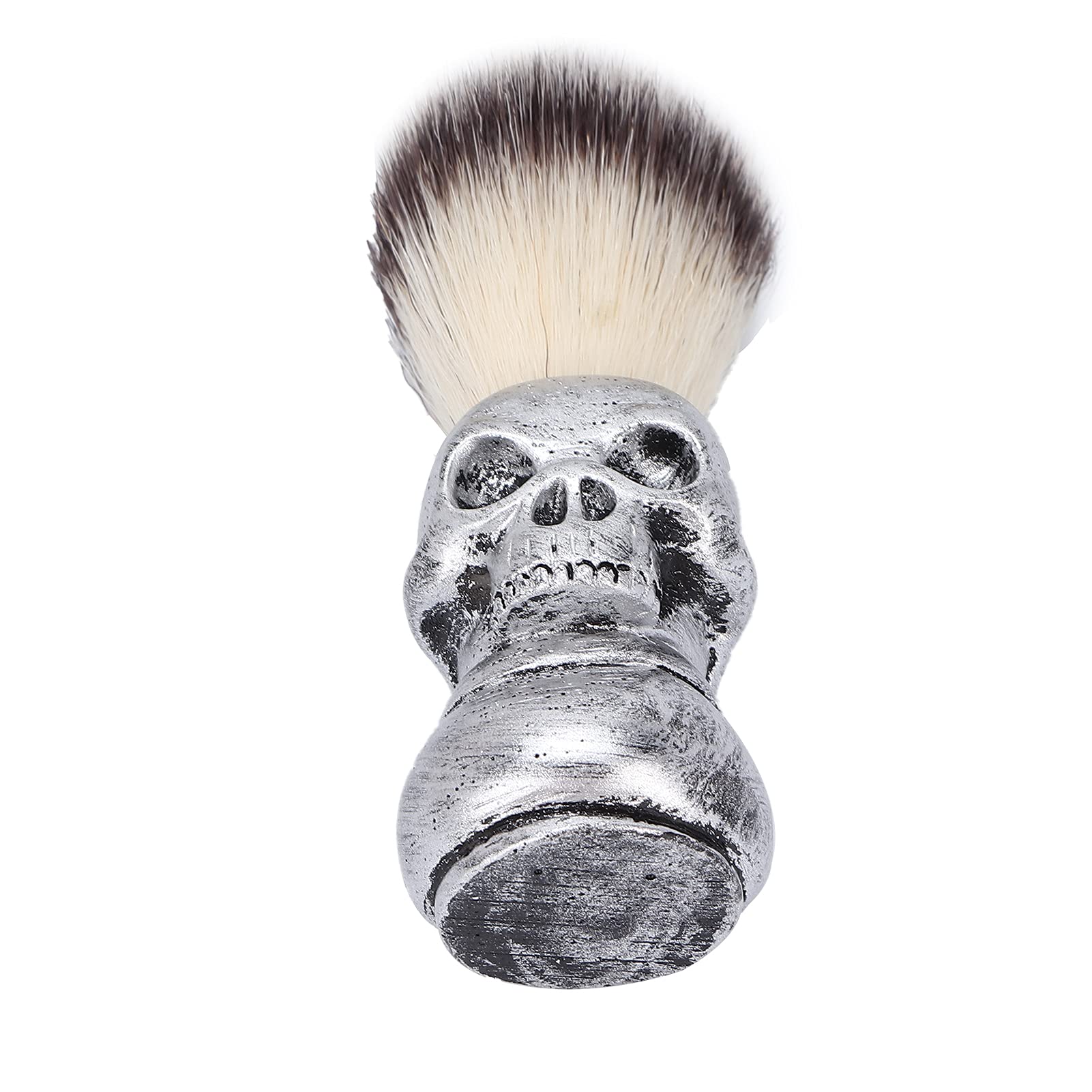 Shaving Brushes For Men, Skeleton Handle Shave Brush, Hair Salon Shave Brush Creative Nylon Hair For Thick Foam and Facial Grooming (Silver skull beard brush)