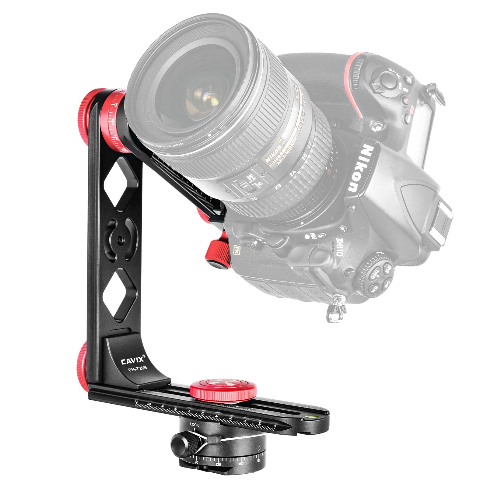 CAVIXPH-720B Compact Gimbal Head with QR Clamp and Plate, Indexing Rotator for 360 x 360° Panoramic Photos
