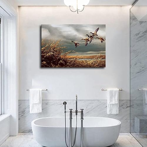 Miniatura 4 de AdaNti Póster de caza de patos salvajes voladores modernos para oficina, sala de estar, cocina, baño, decoración de pared (enmarcado, 12 x 18